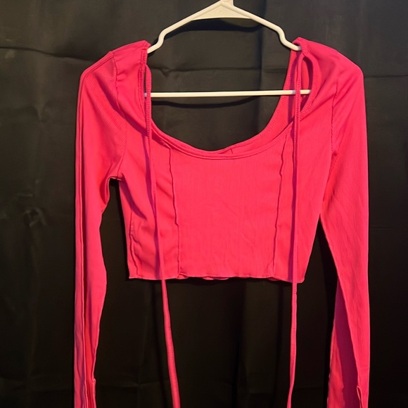 pink long sleeve crop top from shein size small - Picture 3 of 5